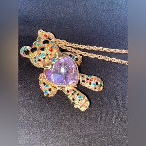 Teddy bear birthstone pendant
